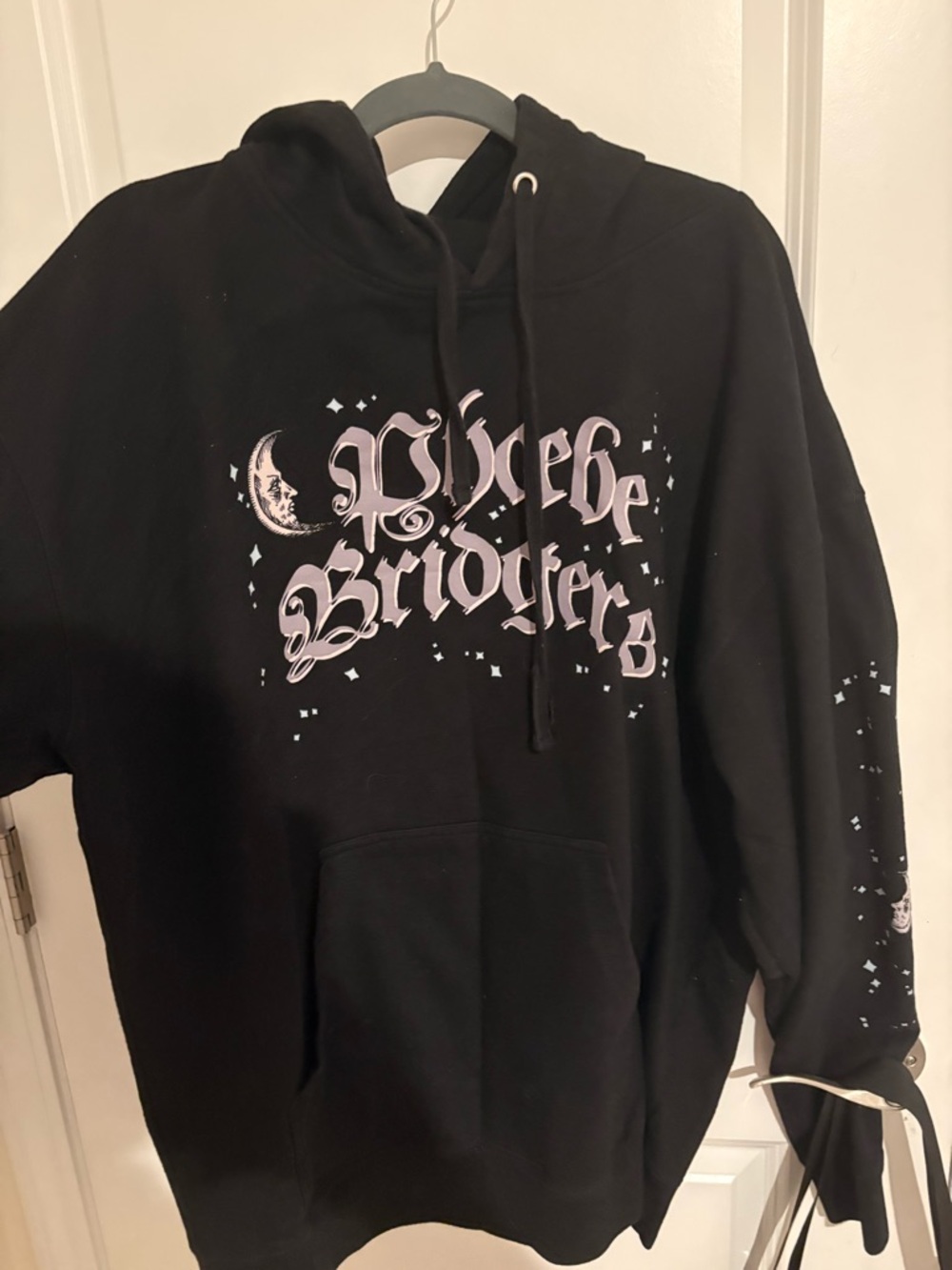 Black Graphic Hoodie Sweatshirt with Moon Design